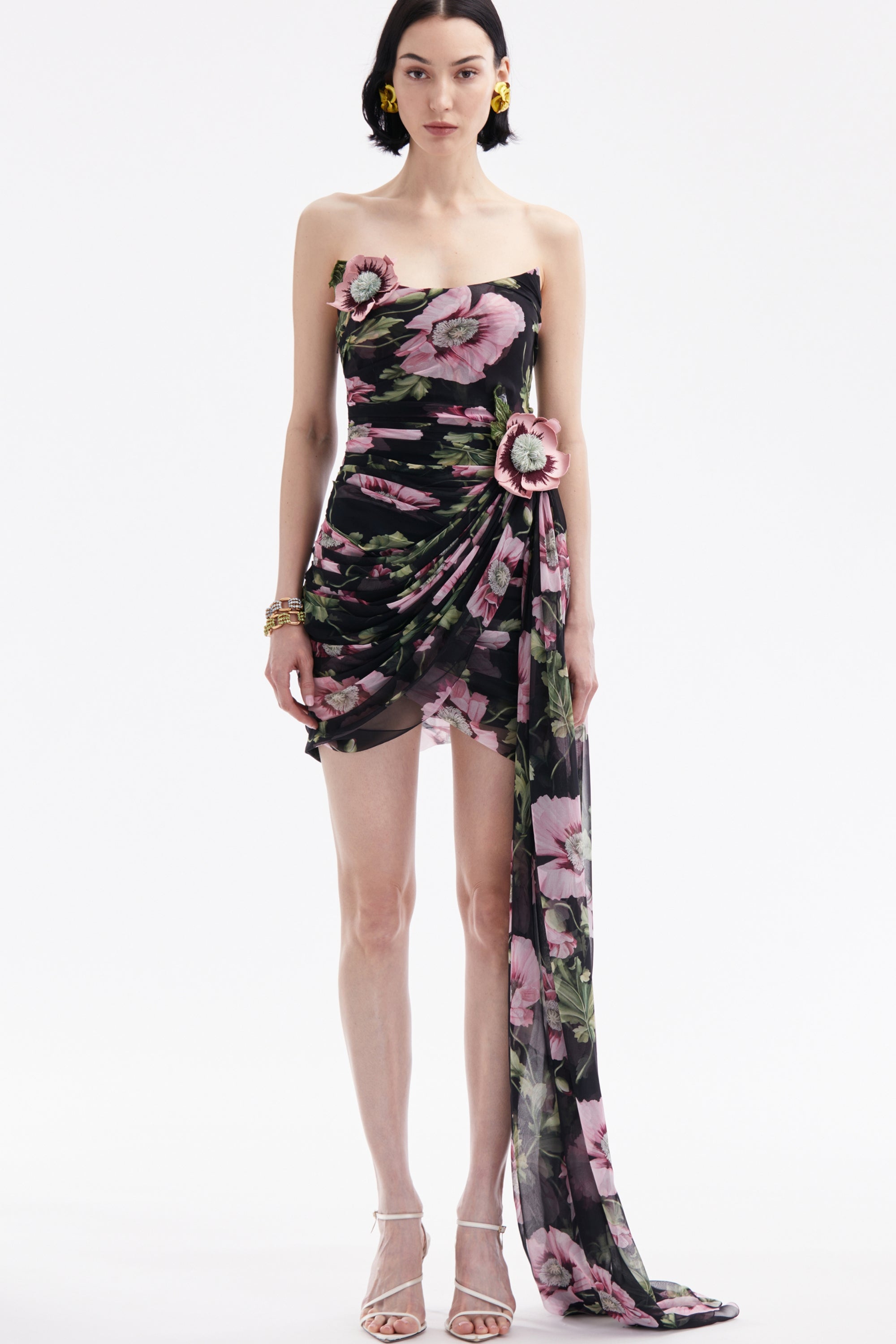 Flowering Girl Women Floral Drape Mini Dress