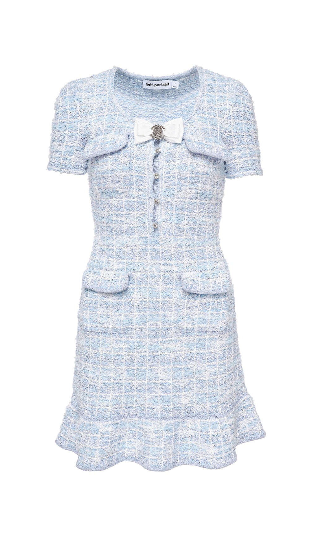 Flowering Girl Women check knit mini dress in blue