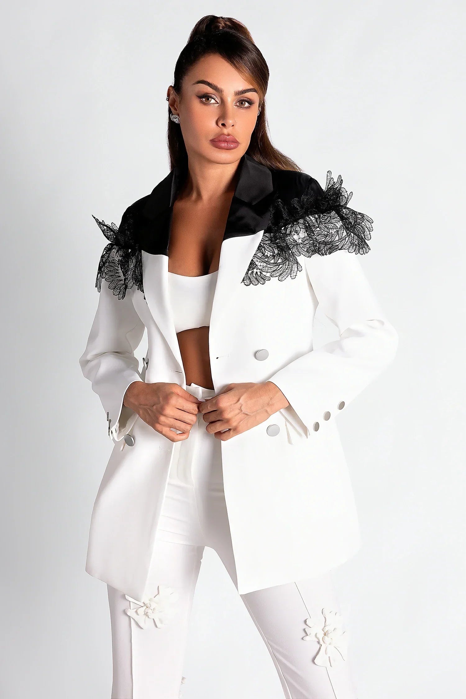 Flowering Girl Women Sekani Patchwork Lace Blazer Top