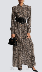 Flowering Girl Women Filis Snake Print Maxi Shirt Dress