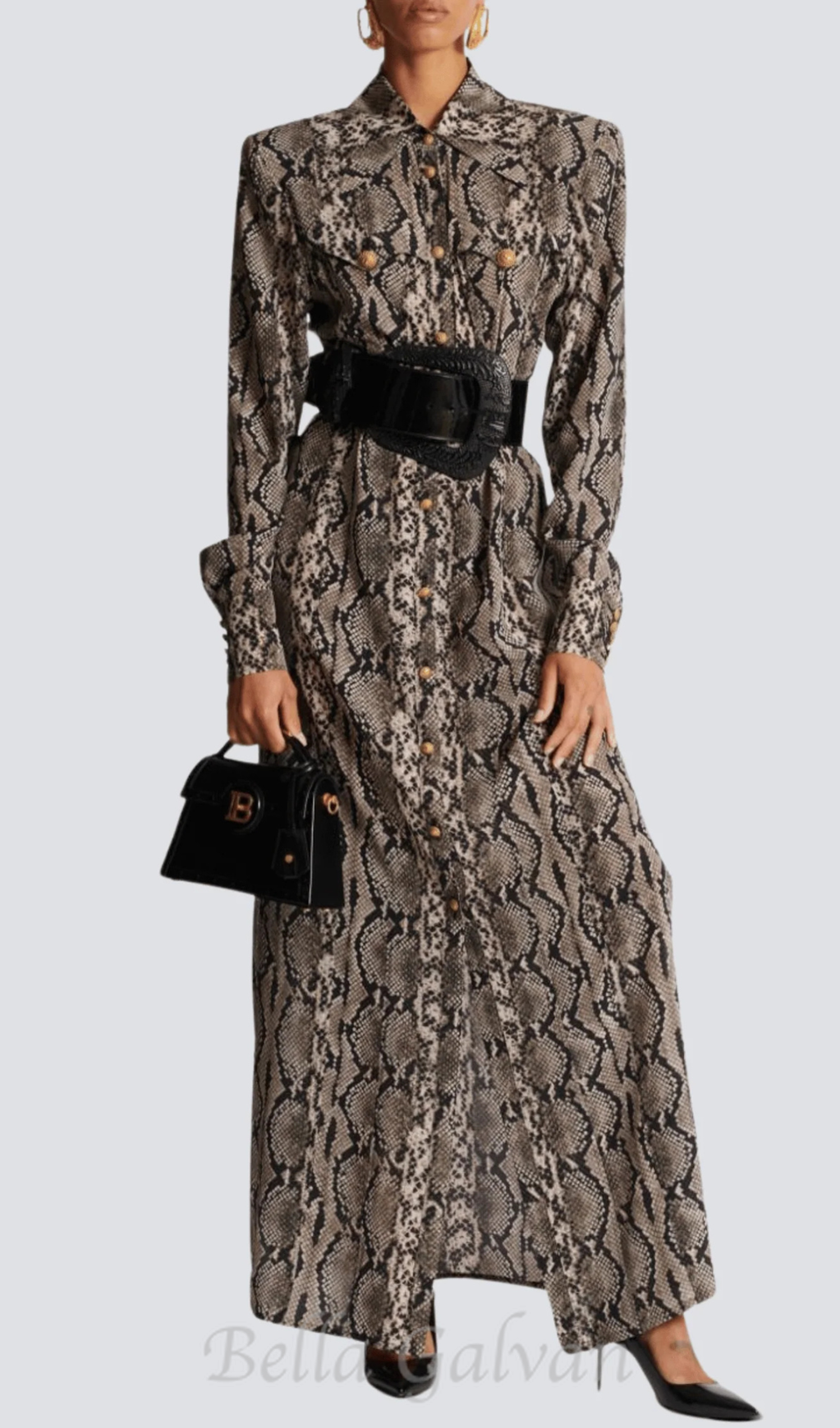 Flowering Girl Women Filis Snake Print Maxi Shirt Dress