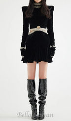 Flowering Girl Women Ishika Bead-Embellished Velvet Cutout Mini Dress