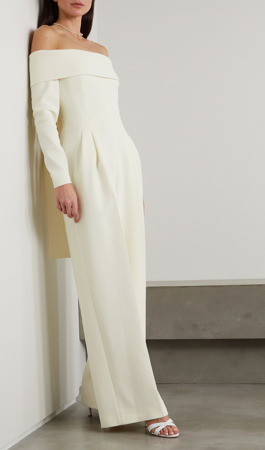 Flowering Girl Women Vesper Off-The-Shoulder Crepe Jumpsuit In Ivory