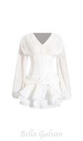 Flowering Girl Women wallis 3d flower ruffle trim mini dress in white