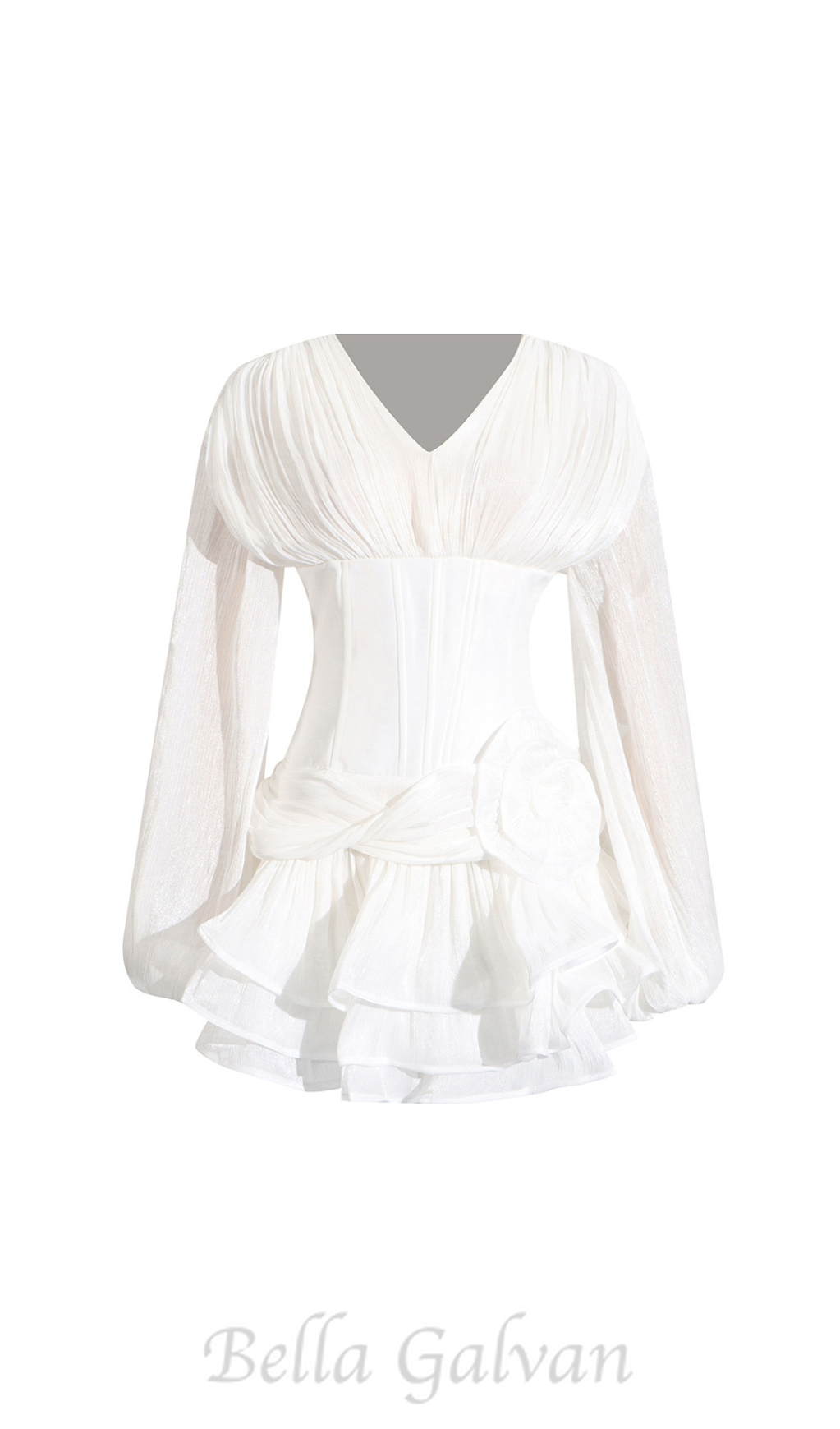 wallis 3d flower ruffle trim mini dress in white
