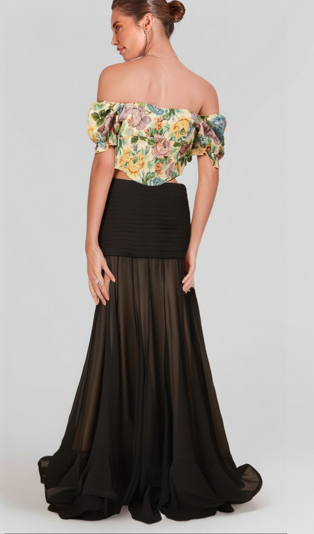 Flowering Girl Women Constance floral-print jacquard cropped top