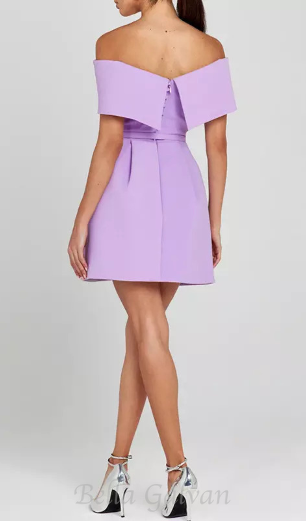 Flowering Girl Women belted off-shoulder a-line mini dress in purple