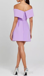 Flowering Girl Women belted off-shoulder a-line mini dress in purple