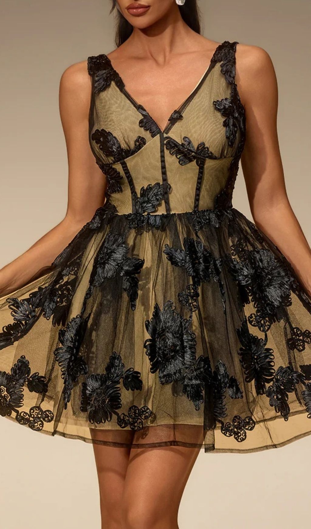 Flowering Girl Women Eustacia V Neck Floral Mini Dress