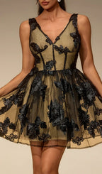 Flowering Girl Women Eustacia V Neck Floral Mini Dress