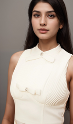 Flowering Girl Women Flaminia white bow-embellished top & skirt matching set