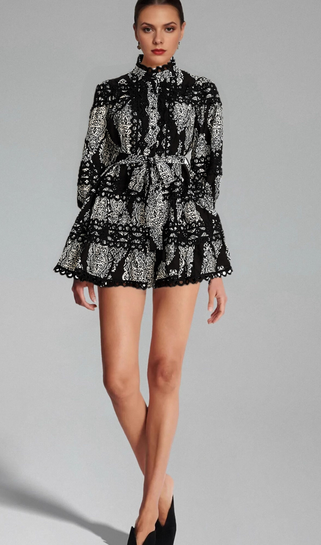 Flowering Girl Women Bérengère black pattern-print mini dress