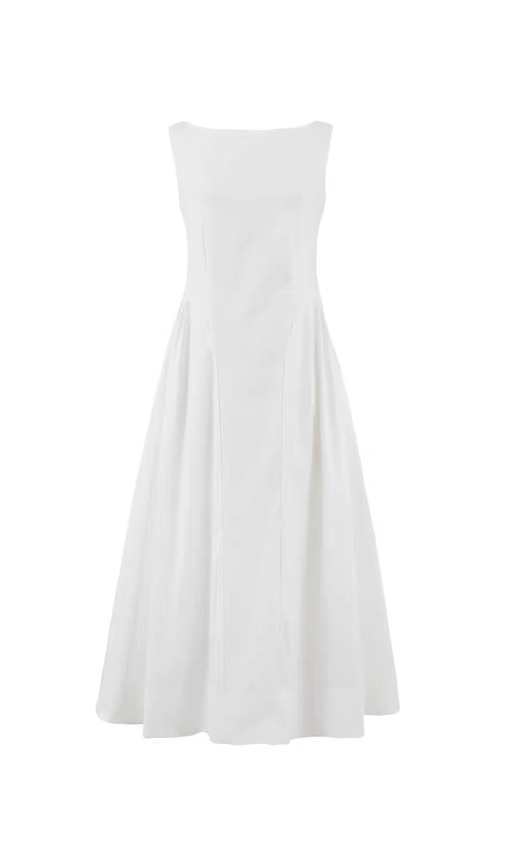 Flowering Girl Women Stretch Cotton Sateen Midi Dress in white