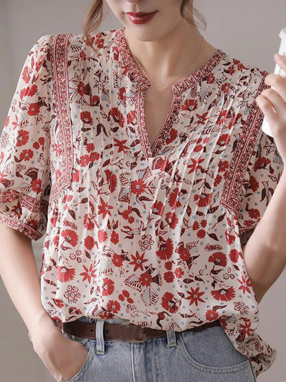 lesley Classic Puff Sleeve Printed Top