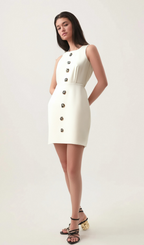 Flowering Girl Women Adrielle white flower-motif puff mini dress