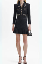 Flowering Girl Women Black Sequin Knit Mini Dress