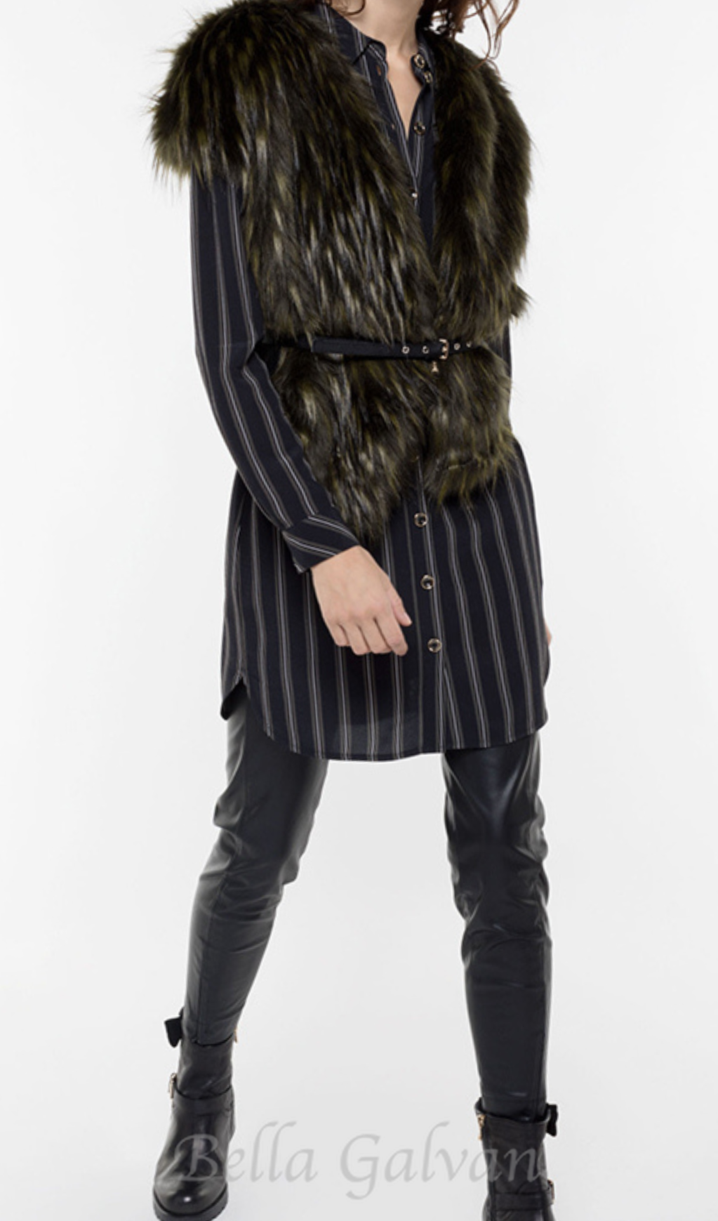 Flowering Girl Women faux fur patchwork cardigan vest