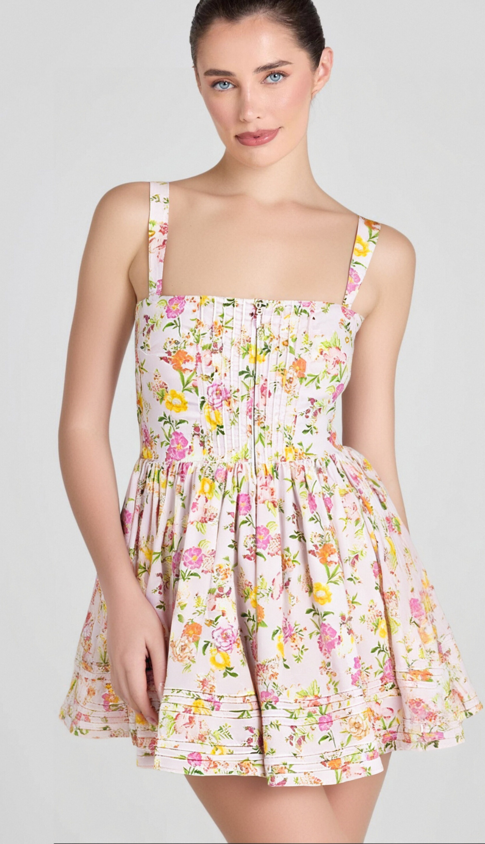 Flowering Girl Women FLORAL PRINTED COTTON MINI DRESS