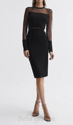 Flowering Girl Women lyla knitted sheer sleeve midi dress in black
