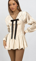 Flowering Girl Women Lina white bowknot glitter-detail mini dress