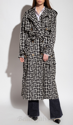 Flowering Girl Women black monogrammed trench coat