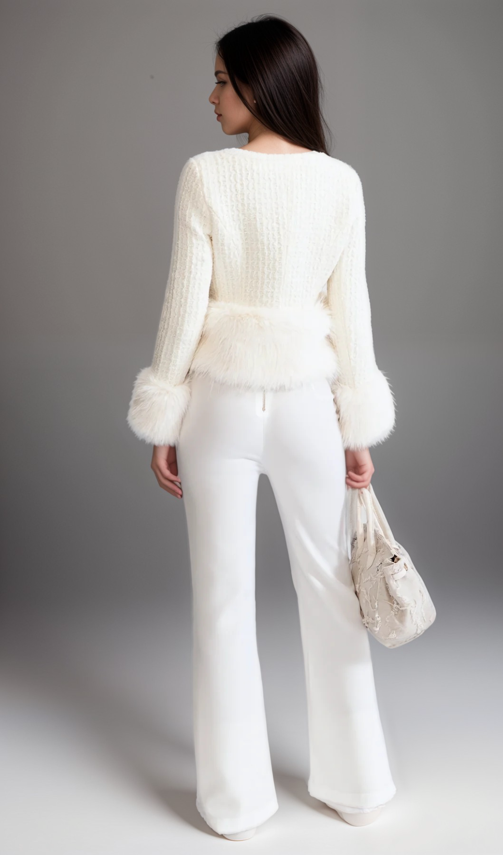 Flowering Girl Women Tweed Jacket withFaux Fur Accents
