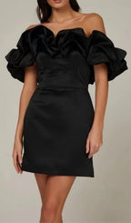 Flowering Girl Women Satin Ruffle Strapless Dress