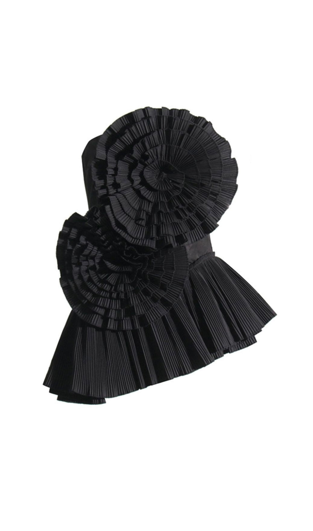 Flowering Girl Women Strapless Flower Pleated Top In Black
