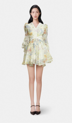 Flowering Girl Women Éléonore floral-print lace-detail mini dress