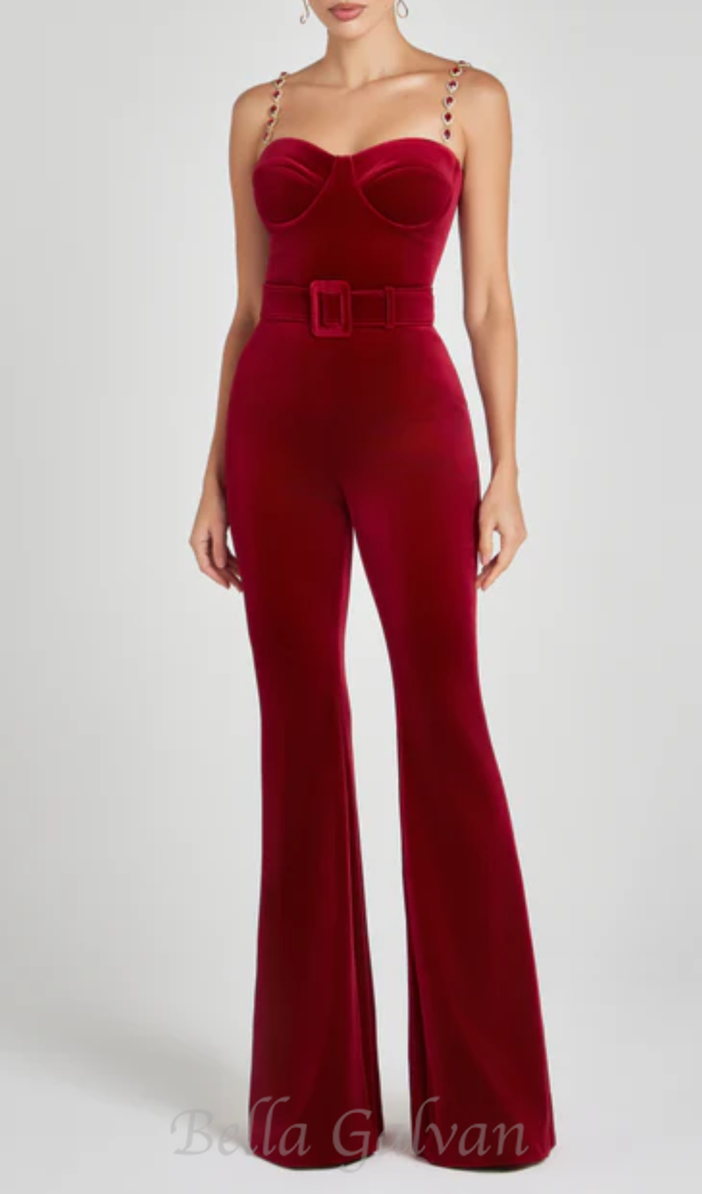 Flowering Girl Women Kalene Diamante Chain Velvet Jumpsuit