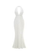 Flowering Girl Women susanna 3D Flower Applique maxi Dress in white