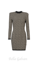 Flowering Girl Women Short bicolor jacquard mini dress with monogram