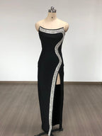 Flowering Girl Women Amber-embellished Bandage Gown in Black