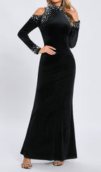 Flowering Girl Women Sequin Embellished Long Sleeve Maxi Dress In Black