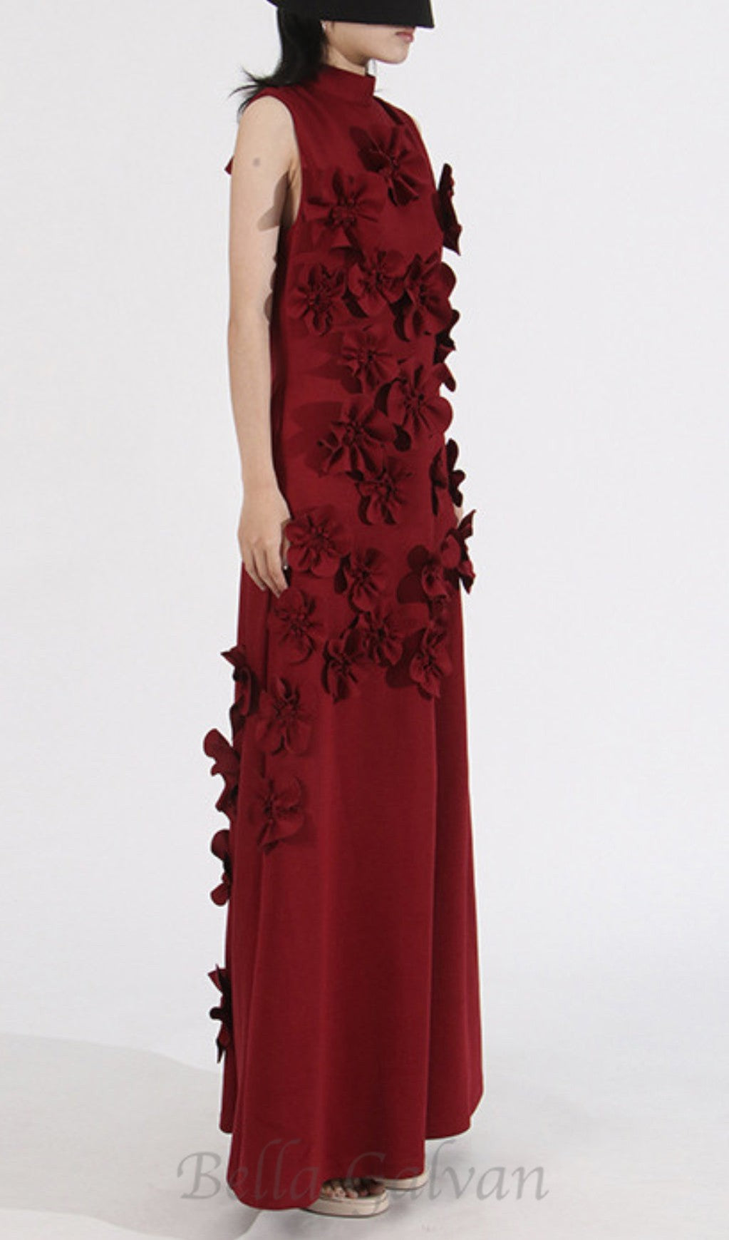 Flowering Girl Women ANNONA RED FLOWER EMBELLISHED MAXI DRESS