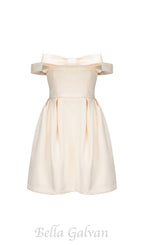 Flowering Girl Women bow mini dress in beige