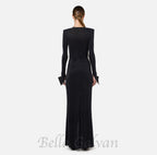 Flowering Girl Women bow black carpet dress in drape jersey