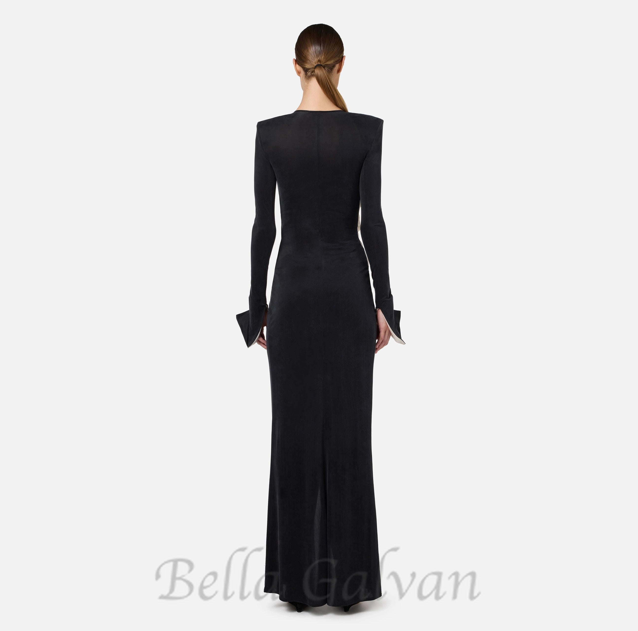 Flowering Girl Women bow black carpet dress in drape jersey