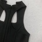 Flowering Girl Women Sleeveless collarless bandage mini dress in black