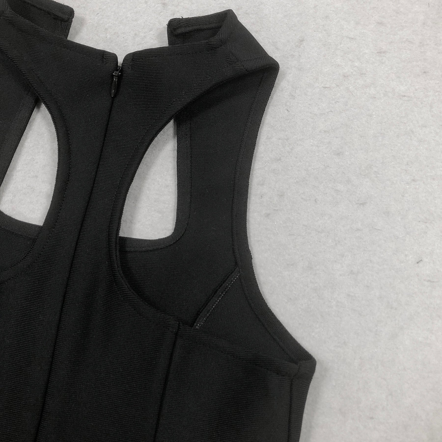 Flowering Girl Women Sleeveless collarless bandage mini dress in black