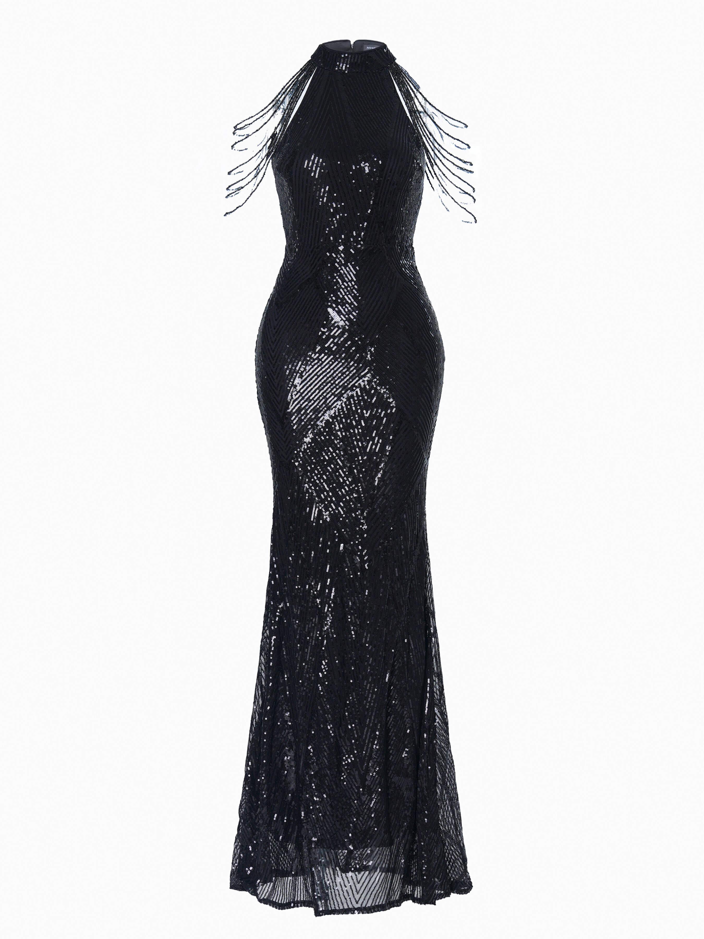 Geometric Sequin Chain Mermaid Prom Dress