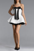 octavia white Bow Polka Dot Woven Strapless Mini Dress