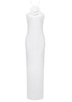 anila Glitter Rosette Halter Sequined Maxi Dress In White
