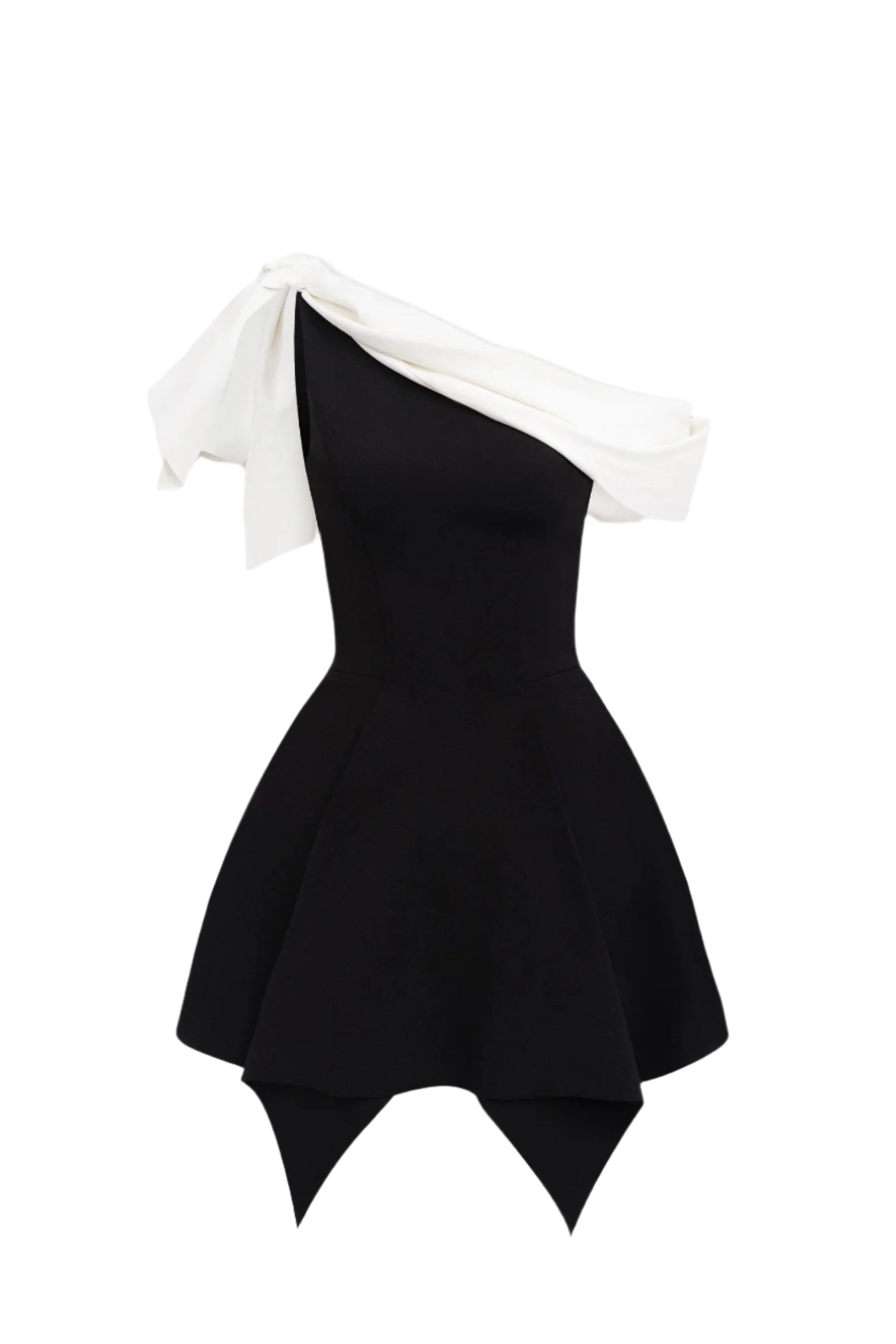 Flowering Girl Women Bow One-Shoulder Mini Dress In Black