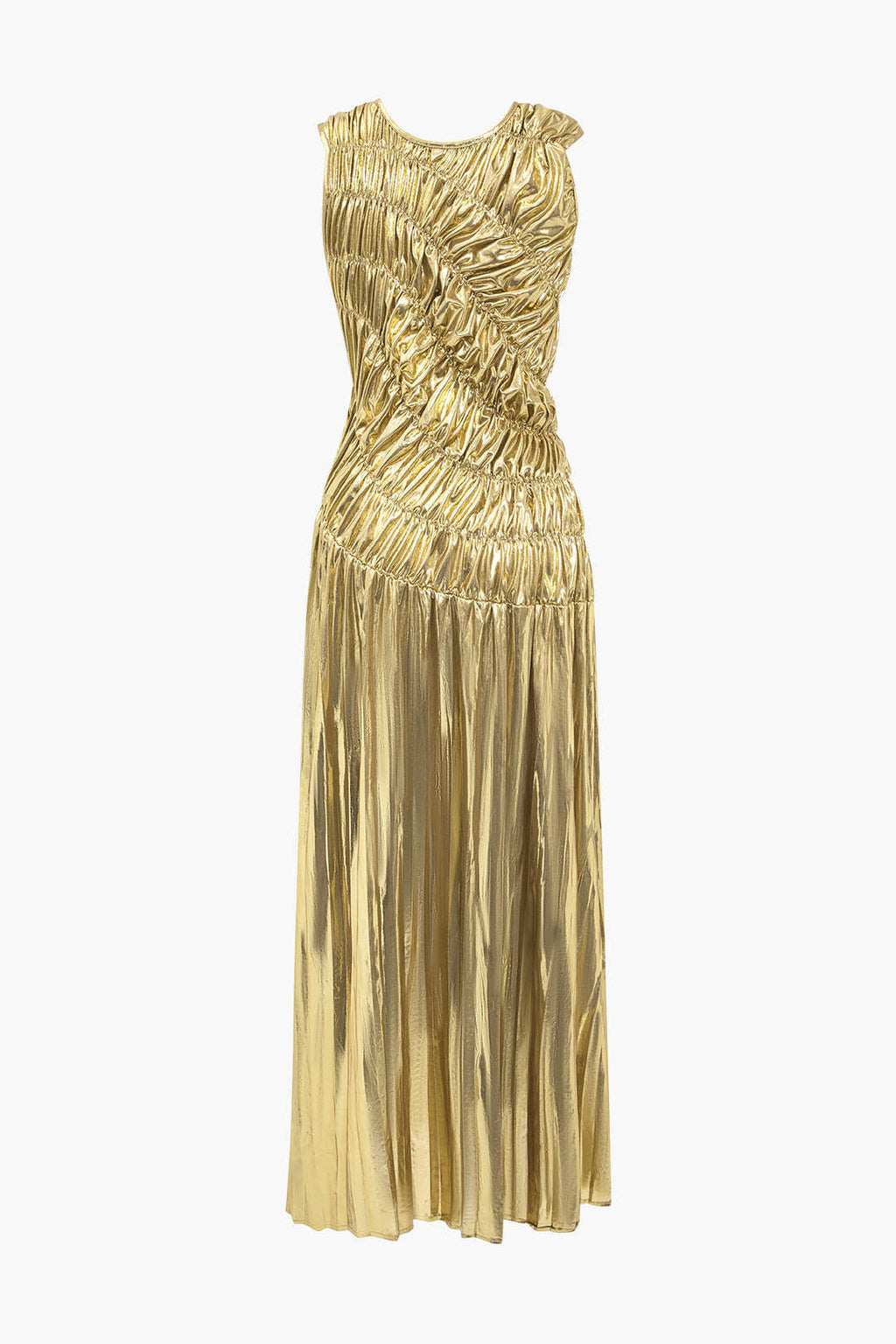 Flowering Girl Women Solid Ruched Shiny Maxi Dress
