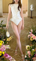 Flowering Girl Women Demia White Ruffle One-Piece Swimsuit
