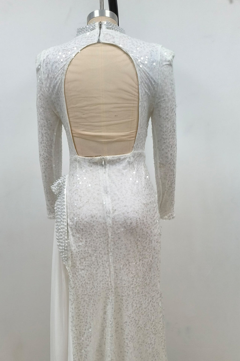 Flowering Girl Women Yvette Pearl Embellished Sequin Maxi Dress In White