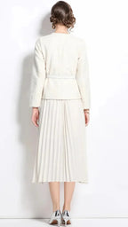 Flowering Girl Women CREAM SEQUIN BOUCLE TAILORED MIDI DRESS