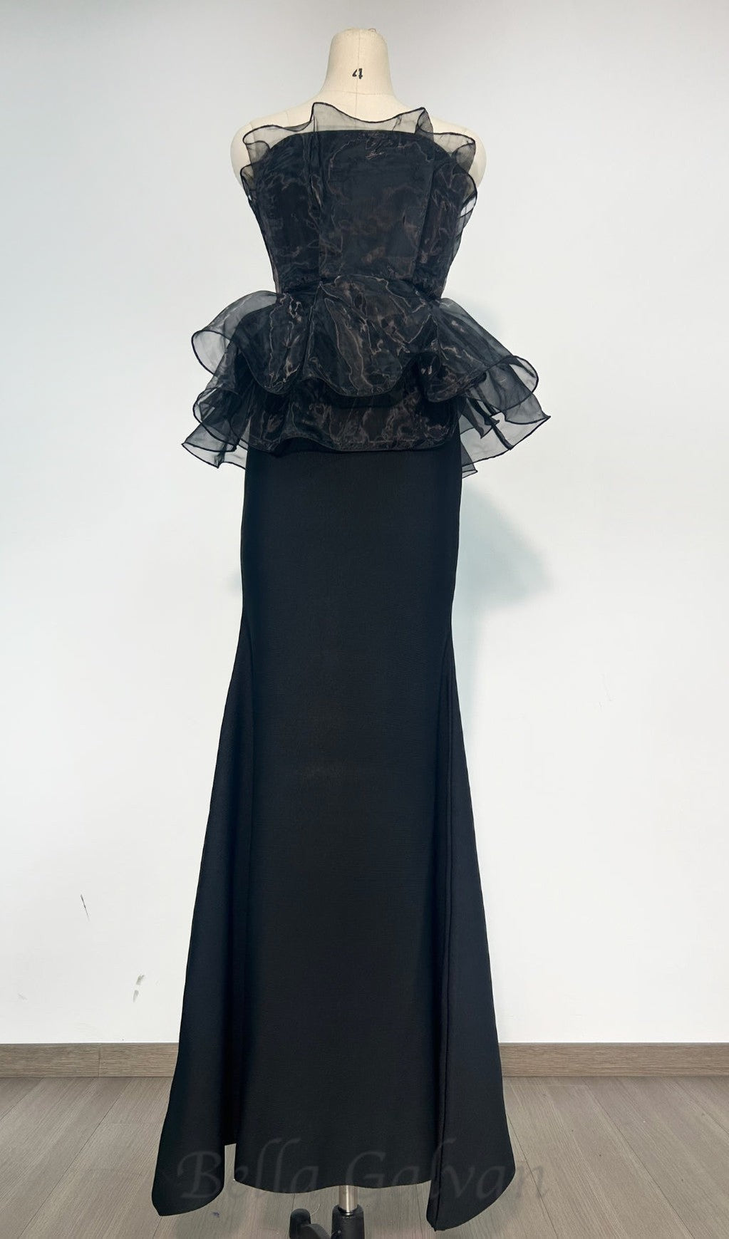 Flowering Girl Women cedrica strapless mesh maxi bandage dress in black