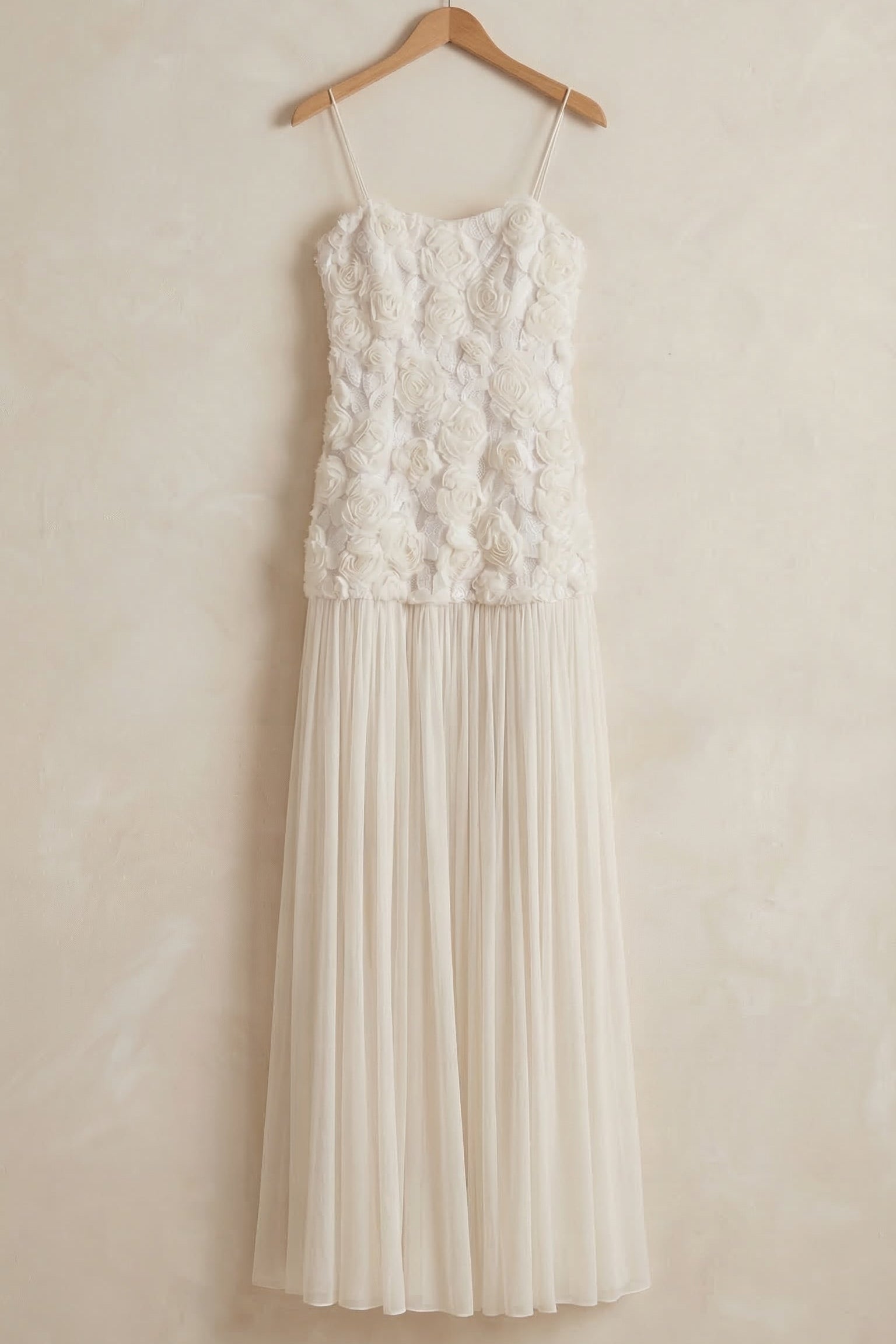 Flowering Girl Women Lillie Spaghetti Floral Ruffle Maxi Dress - White